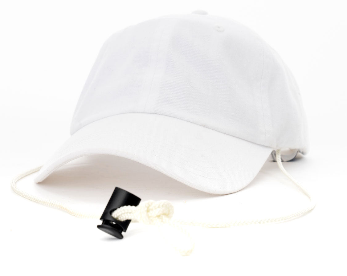 Custom Printed Cotton Boat Hat with Adjustable & Removable Strings White